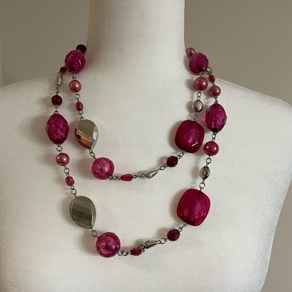WHBM Pink Beaded Necklace